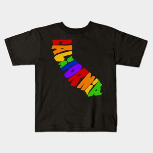 Rainbow California Map Kids T-Shirt